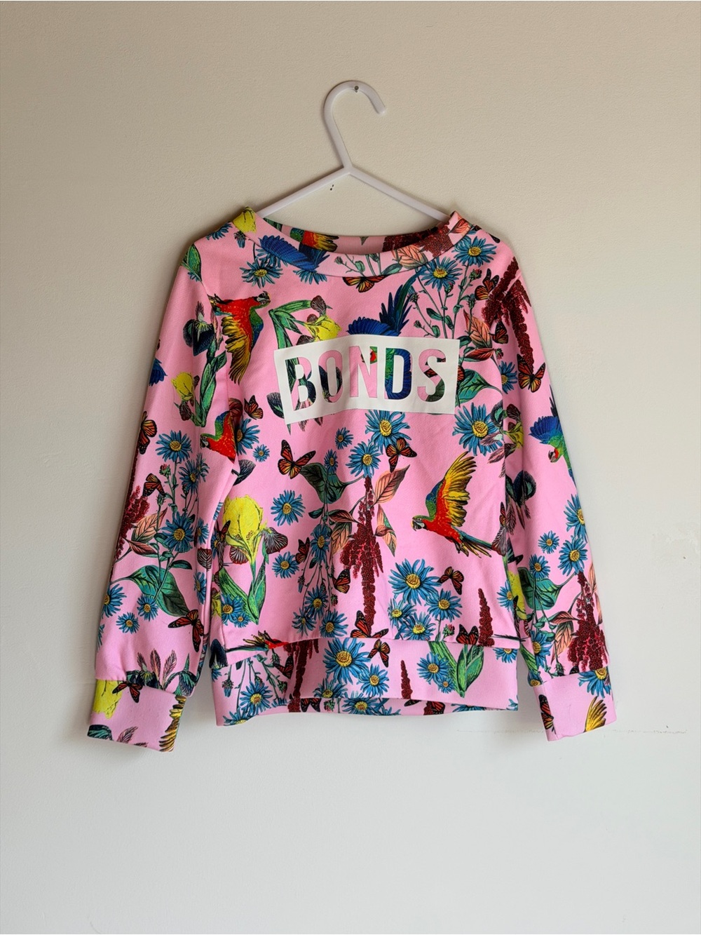BONDS Pink Floral & Parrot Pullover